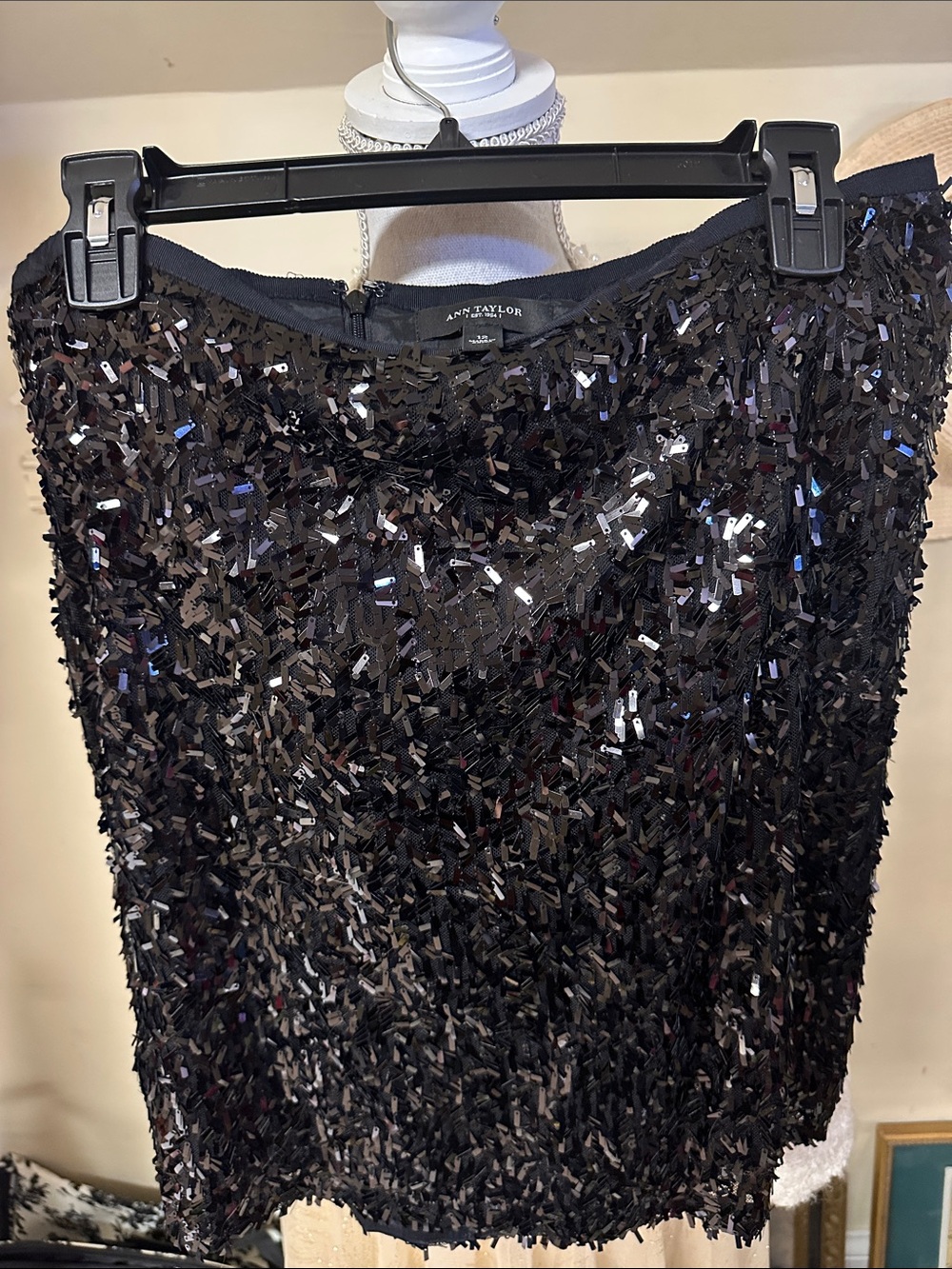 Ann Taylor Black Sequin Mini Skirt